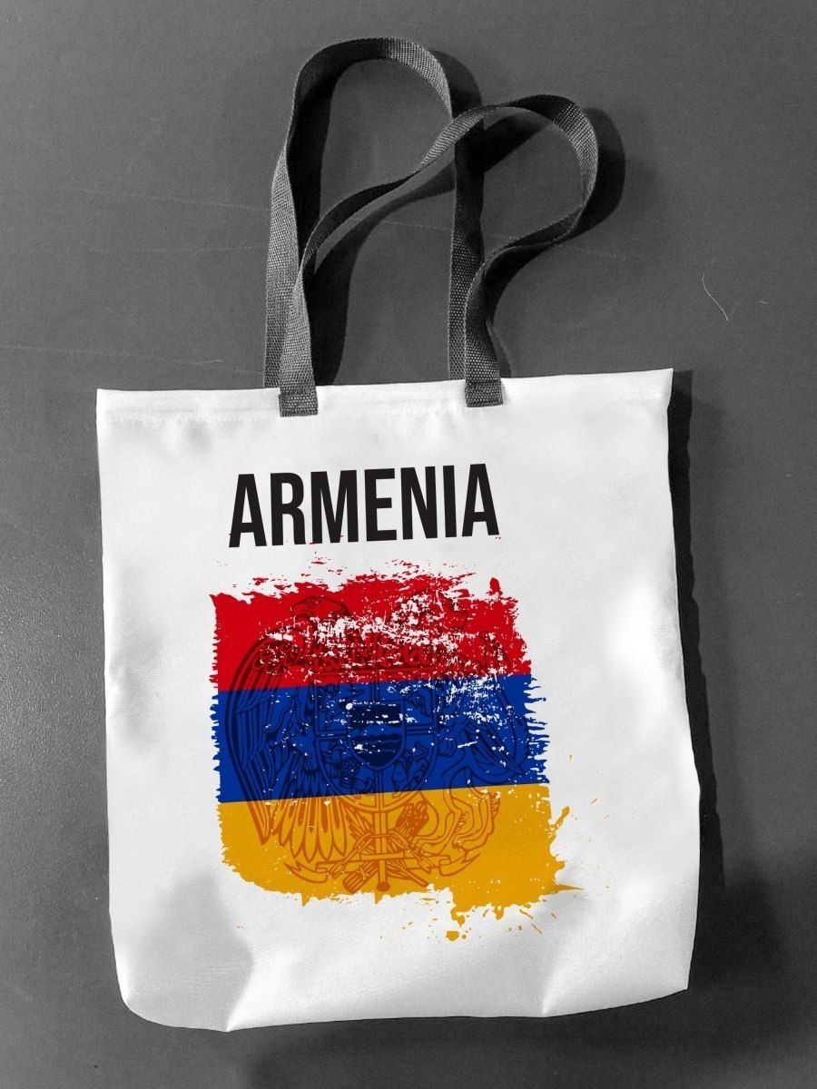Сумка шоппер женская NoBrand Флаг Армении, белый
