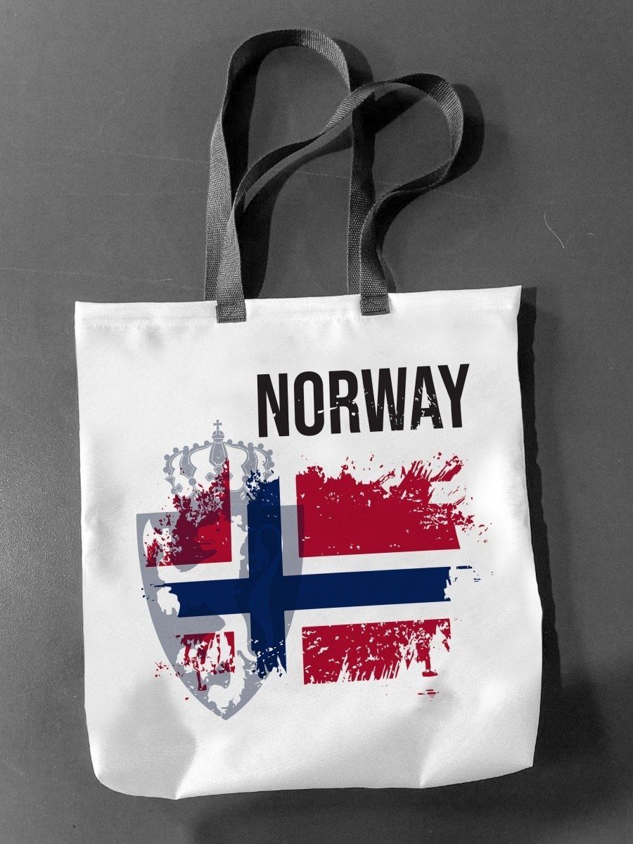 Сумка шоппер женская NoBrand Флаг Норвегии, белый