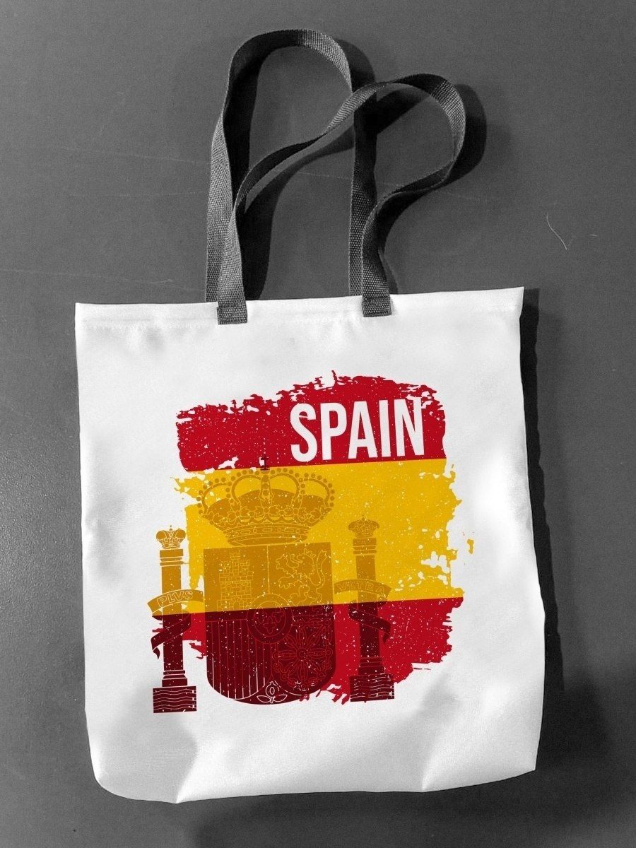 Сумка шоппер женская NoBrand Флаг Испании, белый