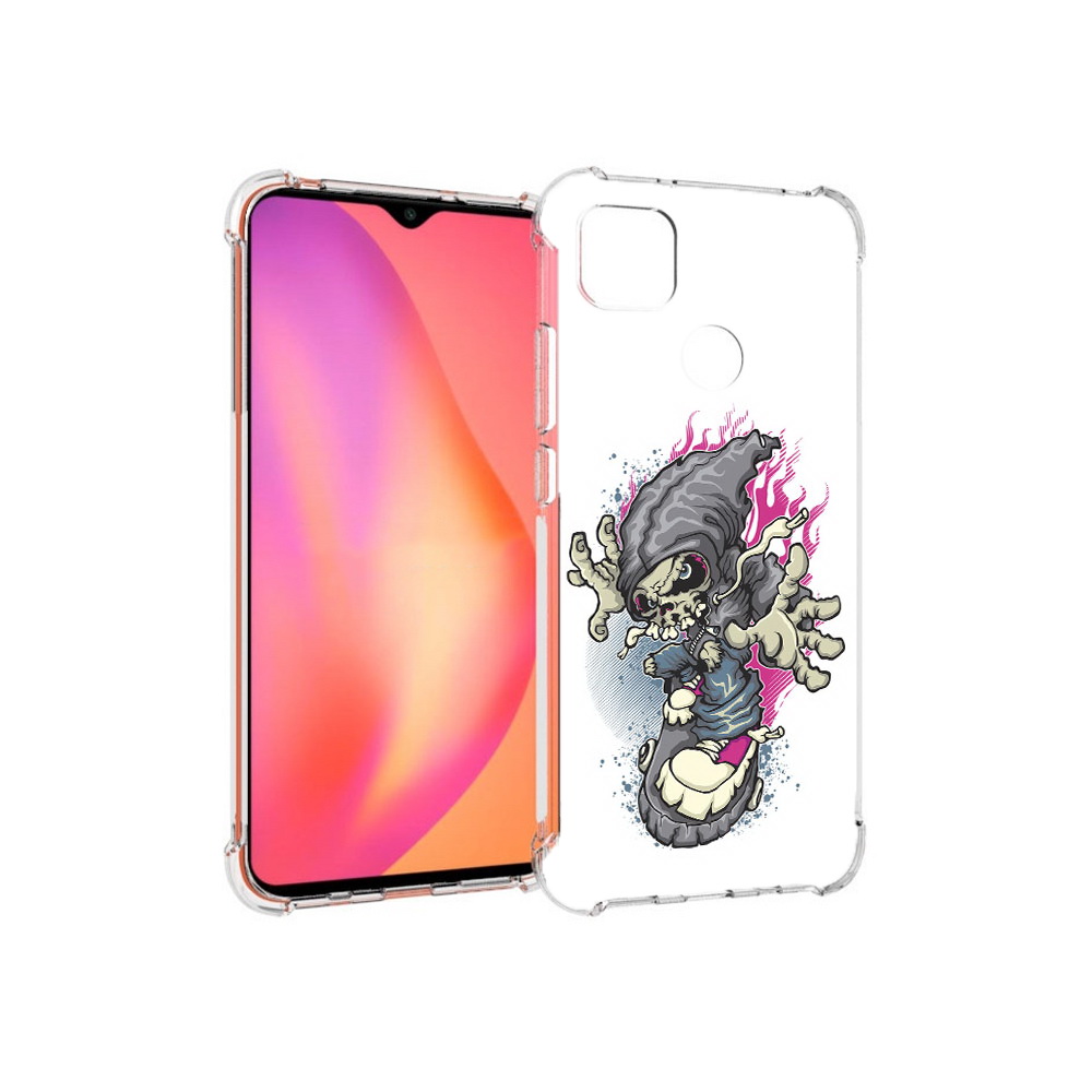Чехол MyPads Tocco для Xiaomi Redmi 9C нарисованный скелет на скейт борде