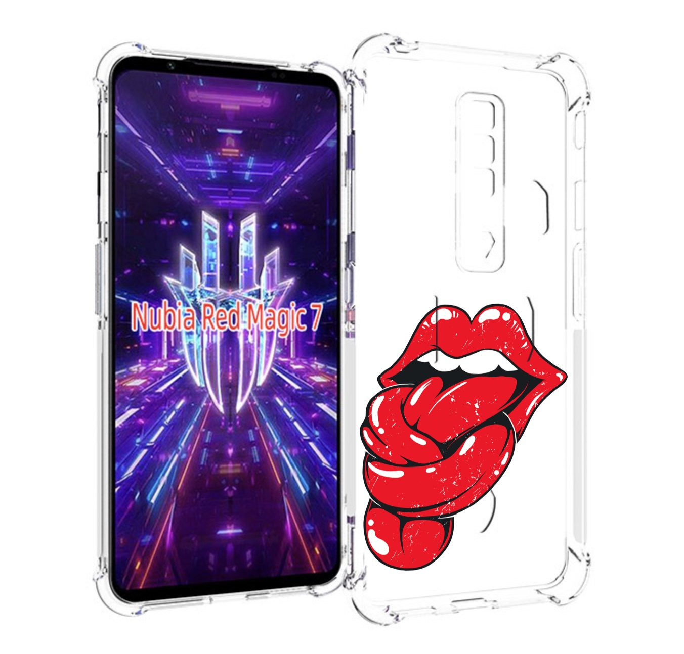 

Чехол MyPads яркие губы с языком для ZTE Nubia Red Magic 7, Прозрачный, Tocco