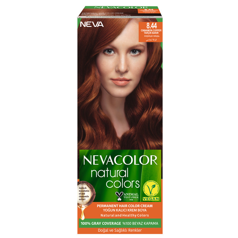 Крем-краска для волос Neva Natural Colors Стойкая 8.44 Корица медь