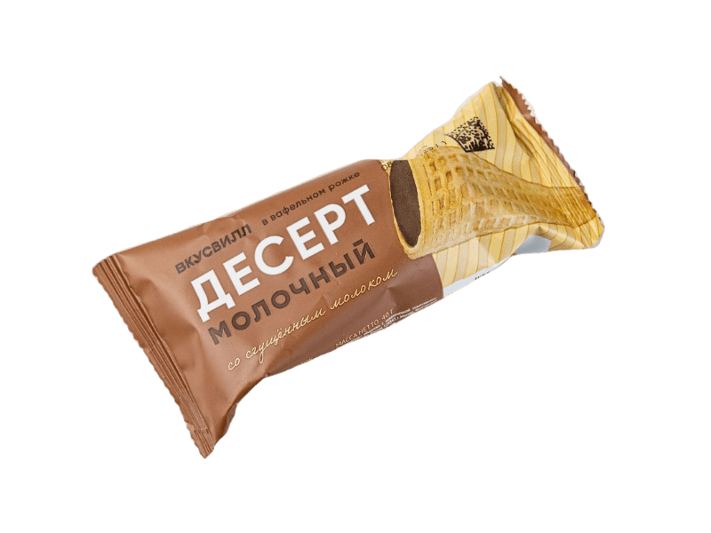 Десерт ВкусВилл Вафельный рожок со сгущенным молоком 40 г