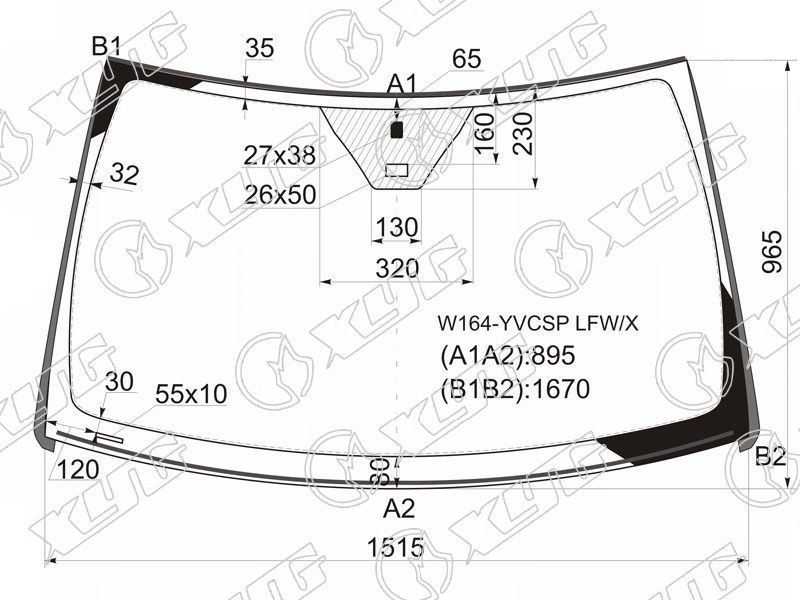

Лобовое стекло XYG для Mercedes-Benz ML-Class W164 05-, GL-Class X164 06- W164YVCSPLFWX