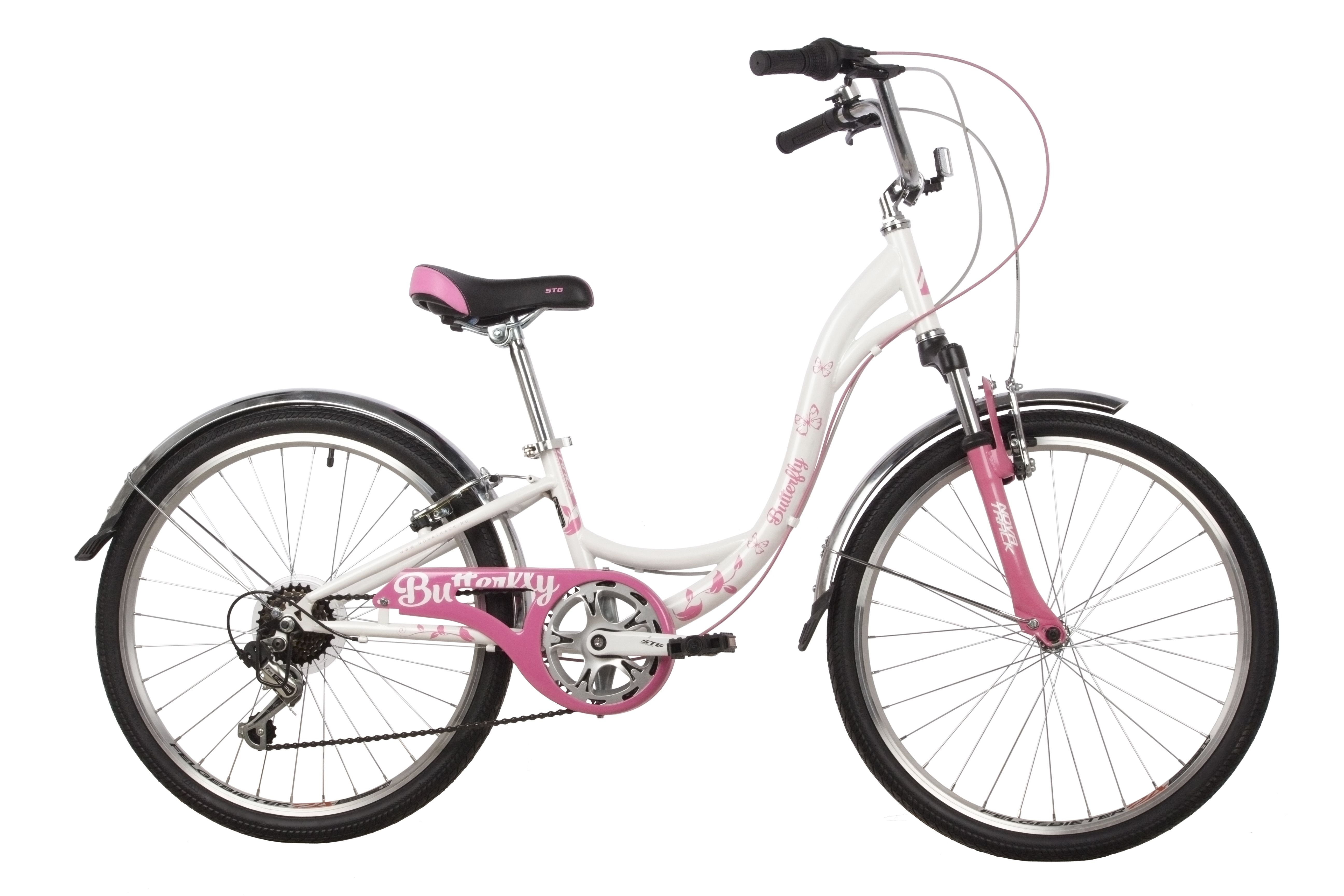 фото Велосипед novatrack 24" butterfly сталь рама 11 белый-розовый 6ск ty21/rs35/sg-6si v-brake