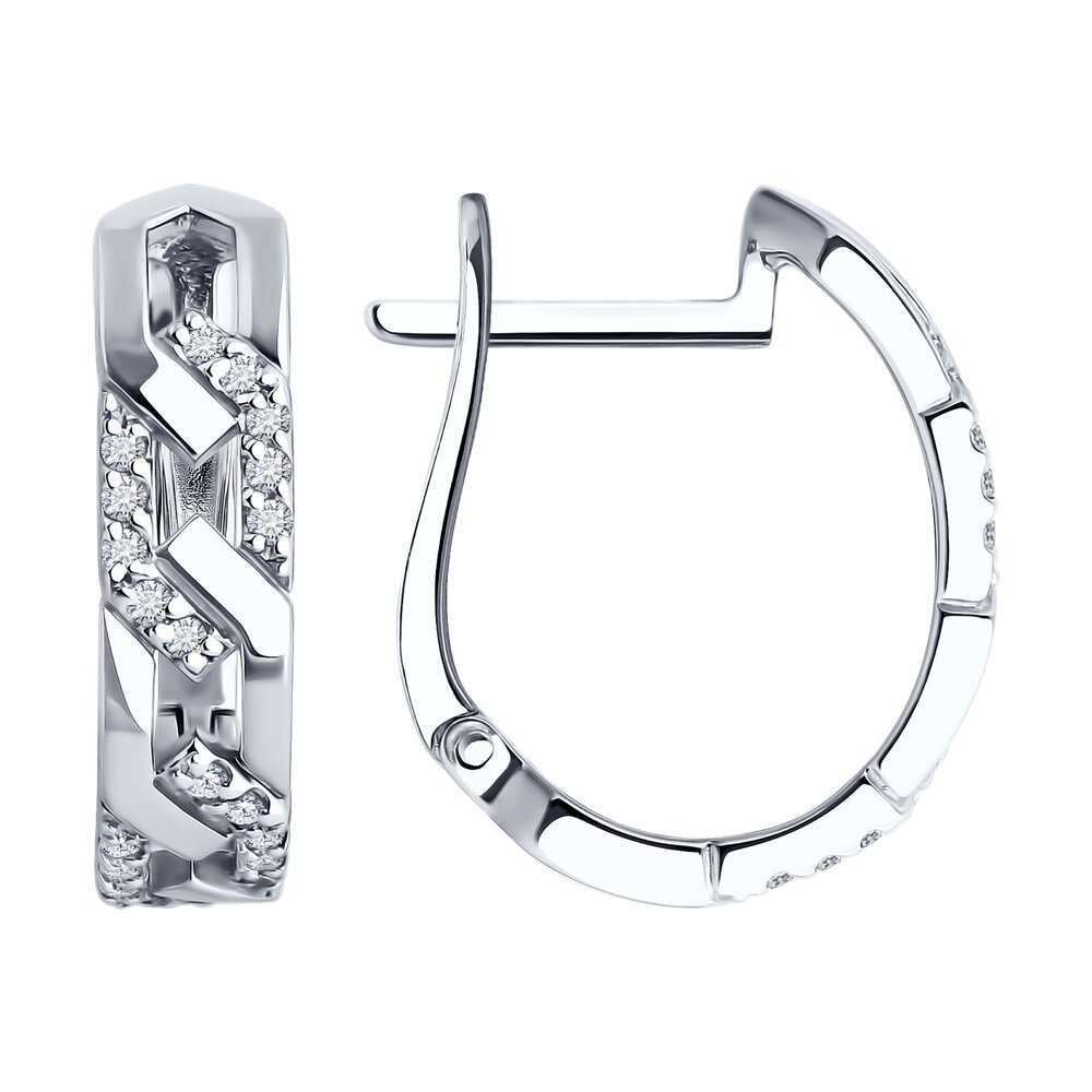 

Серьги из белого золота SOKOLOV 0200398-3, фианит, 0200398-3