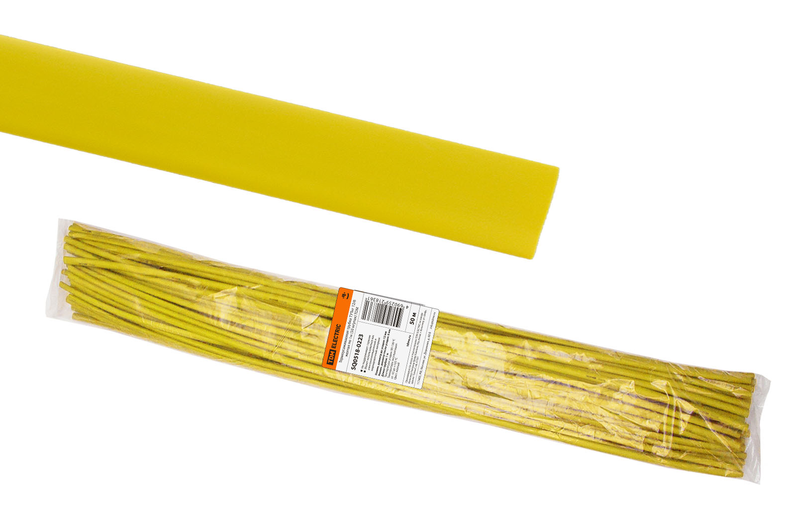 фото Термоусаживаемая трубка tdm electric тутнг 12/6 желтая по 1м (50 м/упак) sq0518-0223