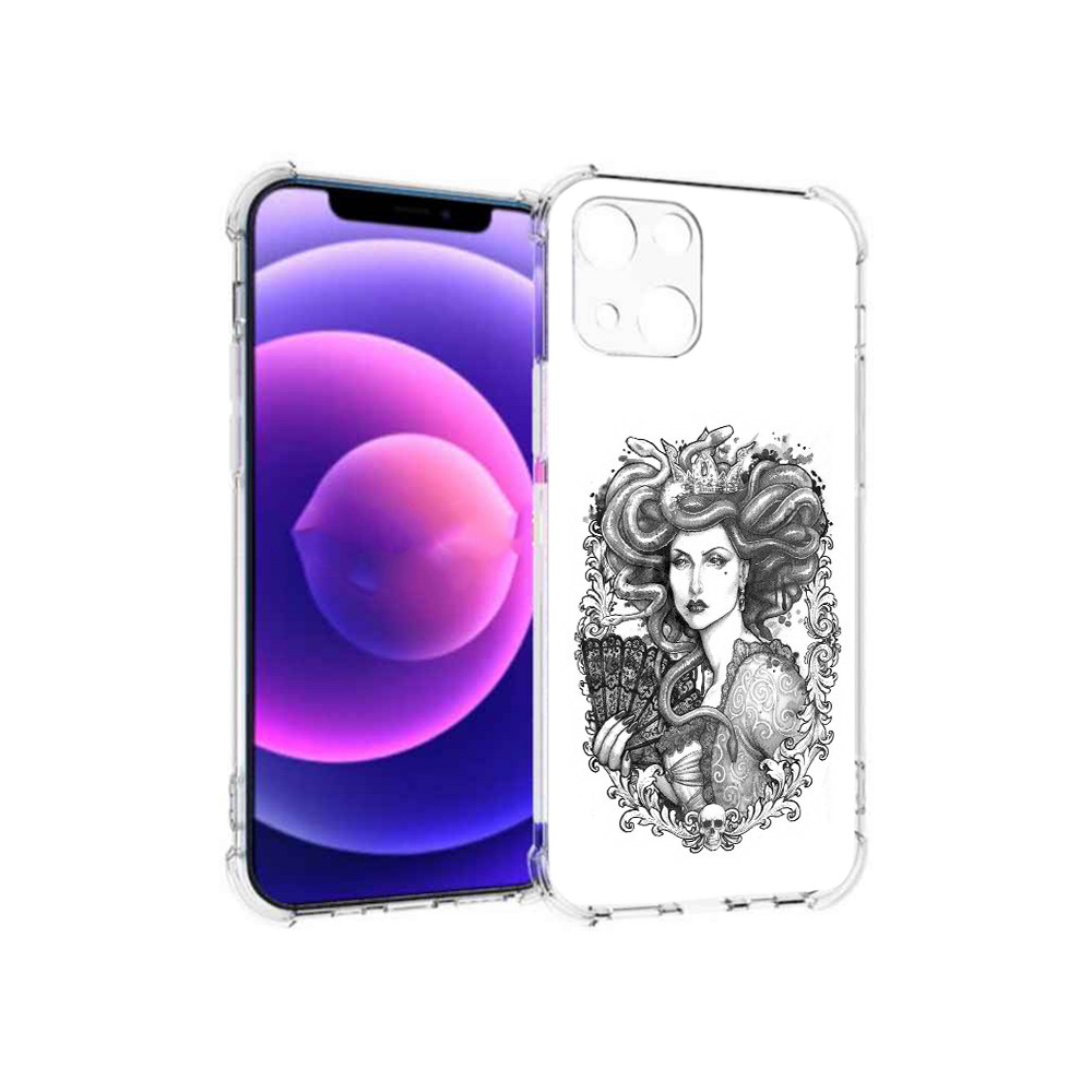 

Чехол MyPads Tocco для Apple iPhone 13 mini медуза черно белый (PT162959.608.472), Прозрачный, Tocco