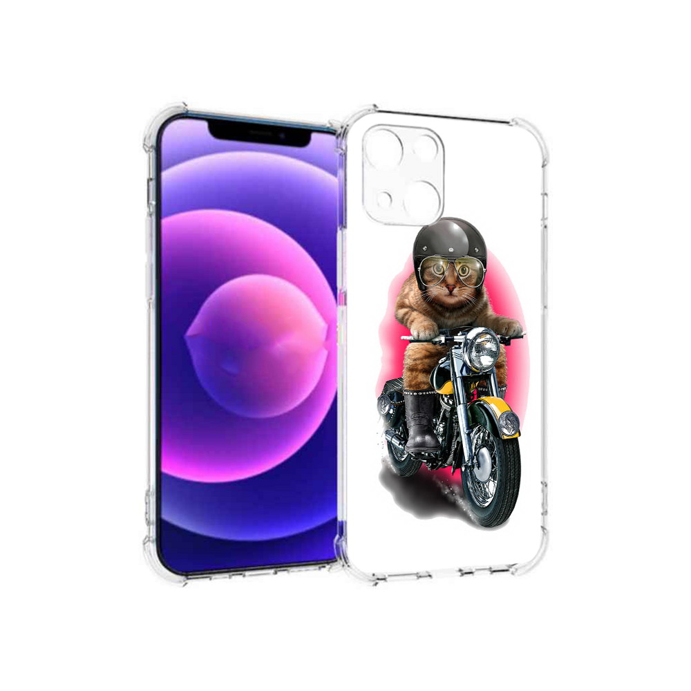 

Чехол MyPads Tocco для Apple iPhone 13 mini мото-кот (PT162959.608.485), Прозрачный, Tocco
