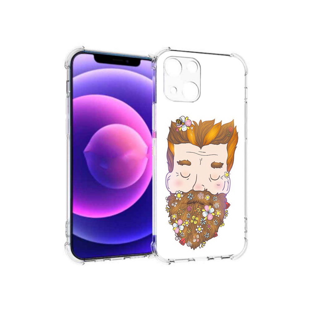 

Чехол MyPads Tocco для Apple iPhone 13 mini мужчина с цветами в бороде (PT162959.608.489), Прозрачный, Tocco