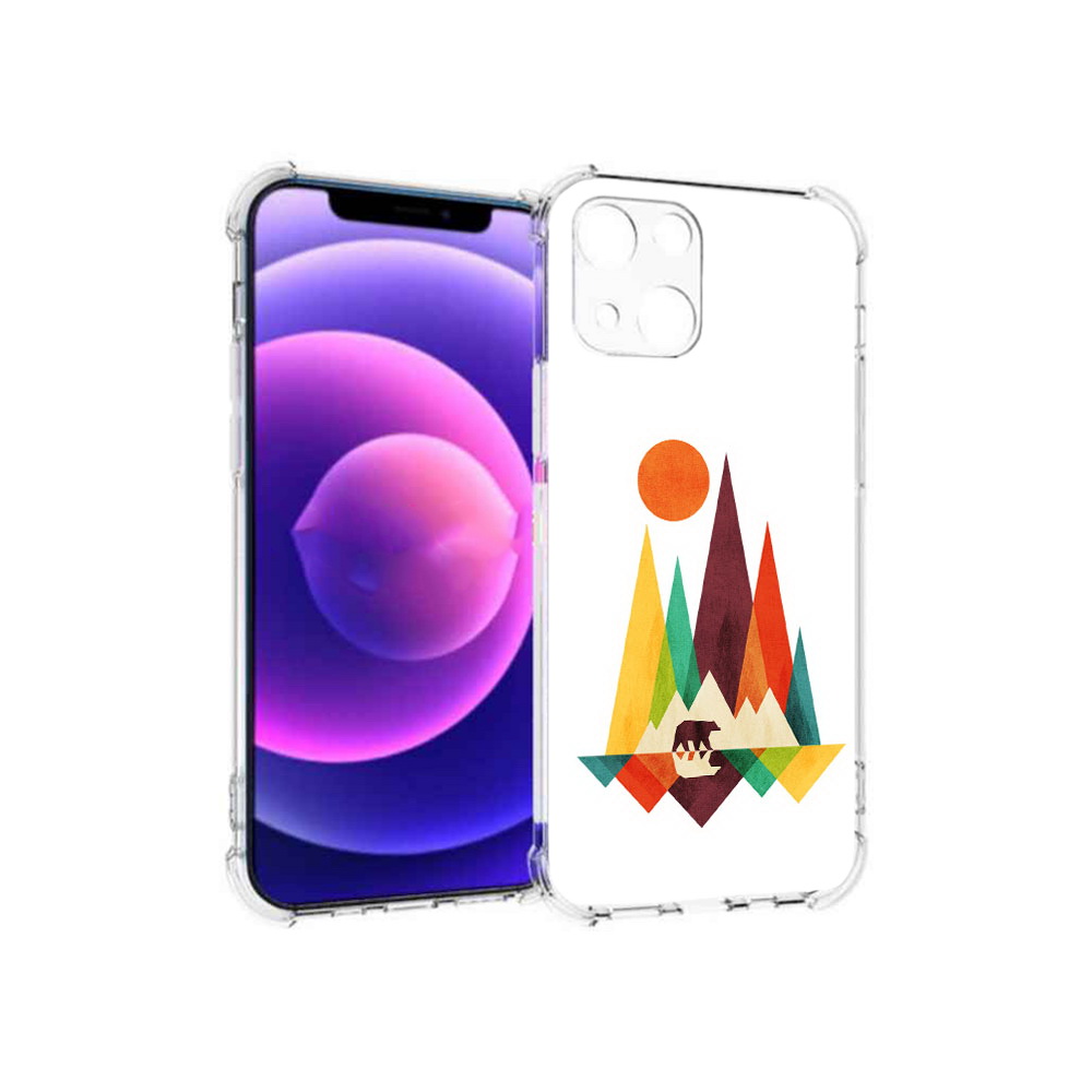 

Чехол MyPads Tocco для Apple iPhone 13 mini нарисованные горы с медведем, Прозрачный, Tocco