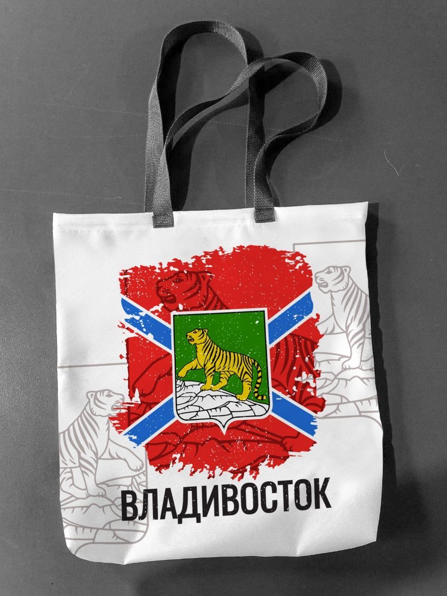 Сумка шоппер женская NoBrand Флаг Владивостока, белый