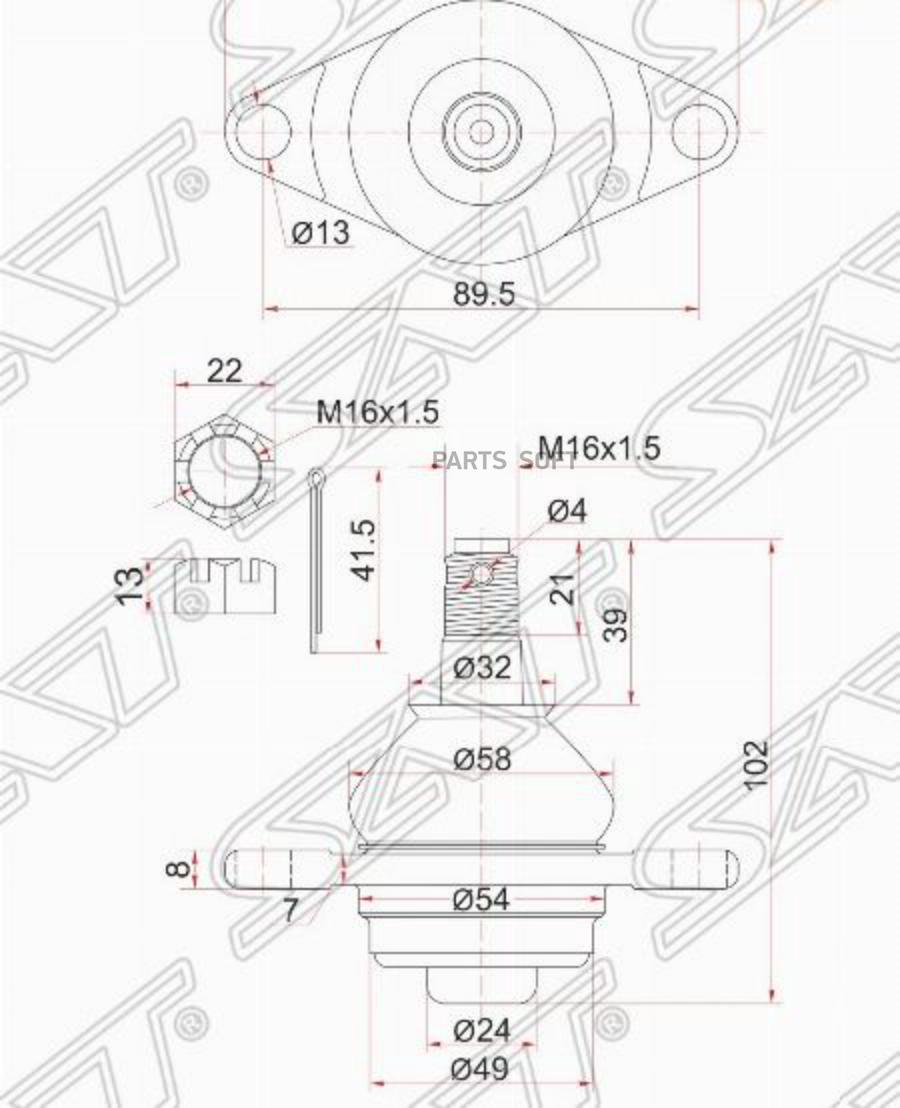 

Шаровая Нижняя Fr (передний) Toyota Estima 90-99 Sat арт. ST-43330-29235