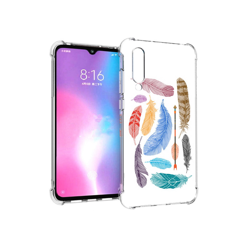

Чехол MyPads Tocco для Xiaomi Mi CC9 разноцветные перья (PT134127.292.572), Прозрачный, Tocco