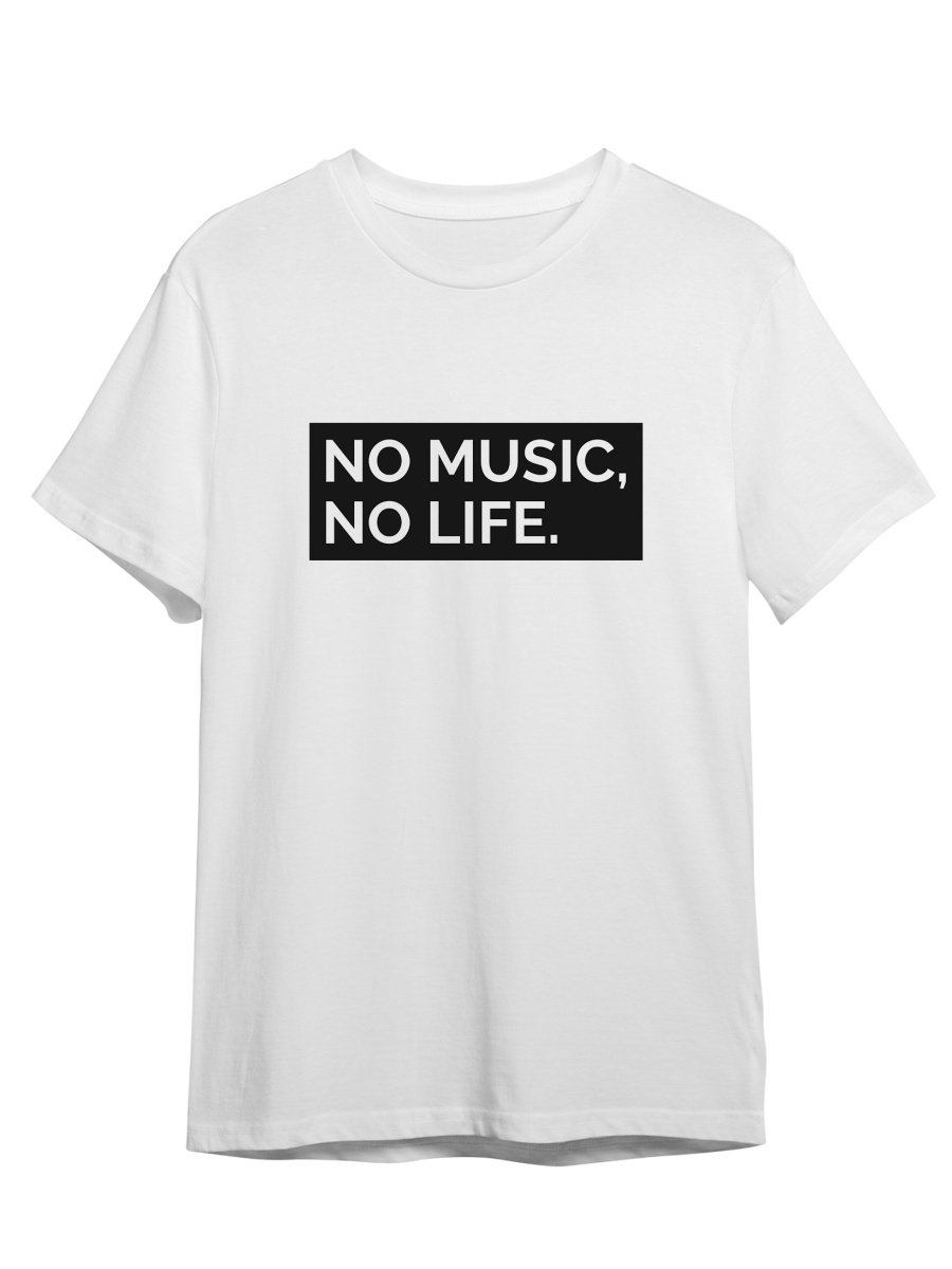 фото Футболка унисекс сувенирshop no music no life/минимализм белая 2xl (52-54)