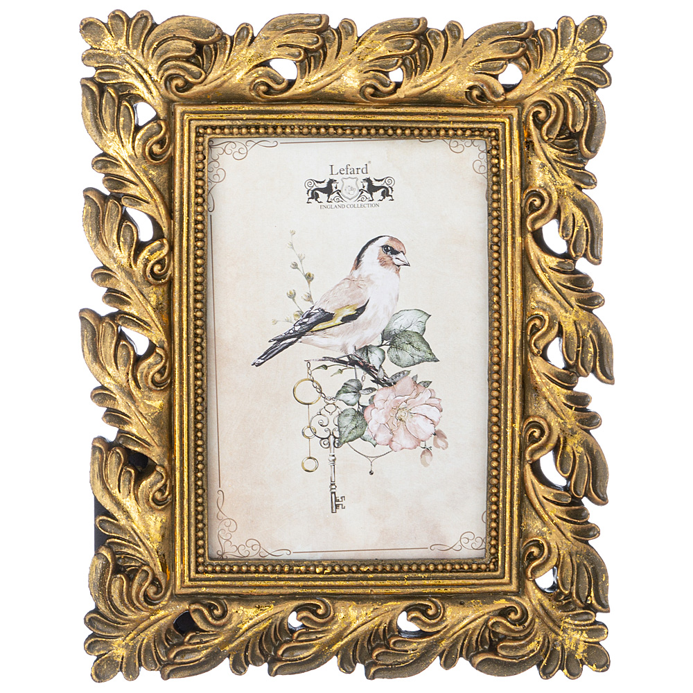 

Фоторамка лист ажурный для фото 10х15, 22 см золото чернёное с позолотой Lefard (180156), Золотистый, 169-912