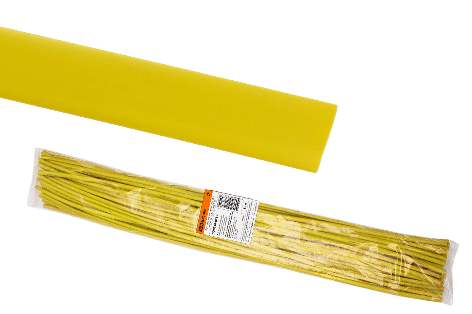 Термоусаживаемая трубка TDM ELECTRIC ТУТнг 16/8 желтая по 1м (50 м/упак) SQ0518-0237