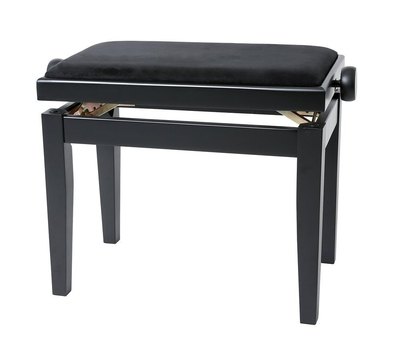 Gewa 130000 Deluxe Black Matt - банкетка для пианино черная матовая, прямые ножки