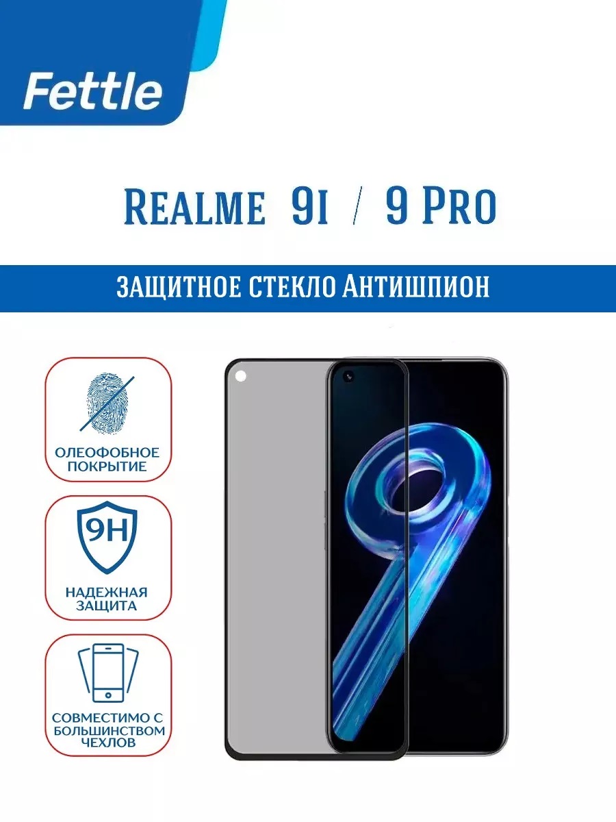 

Защитное стекло Антишпион для Realme 9i - 9 Pro