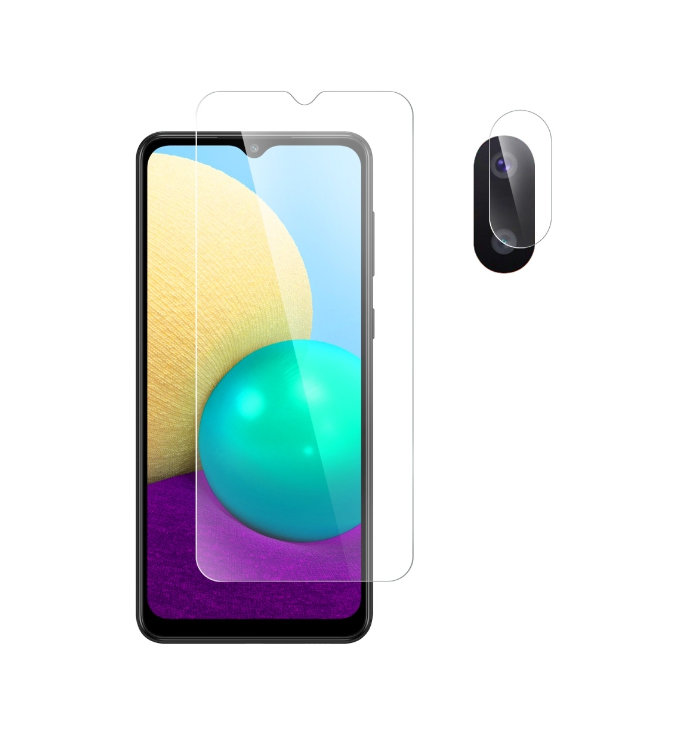 

Защитное стекло (Экран+Камера) Hybrid Glass для Samsung Galaxy A02