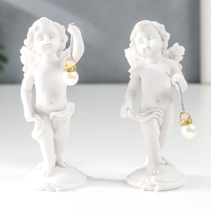 фото Сувенир полистоун "белоснежный ангел с жемчужиной" микс 10,5х4,2х4,5 см nobrand