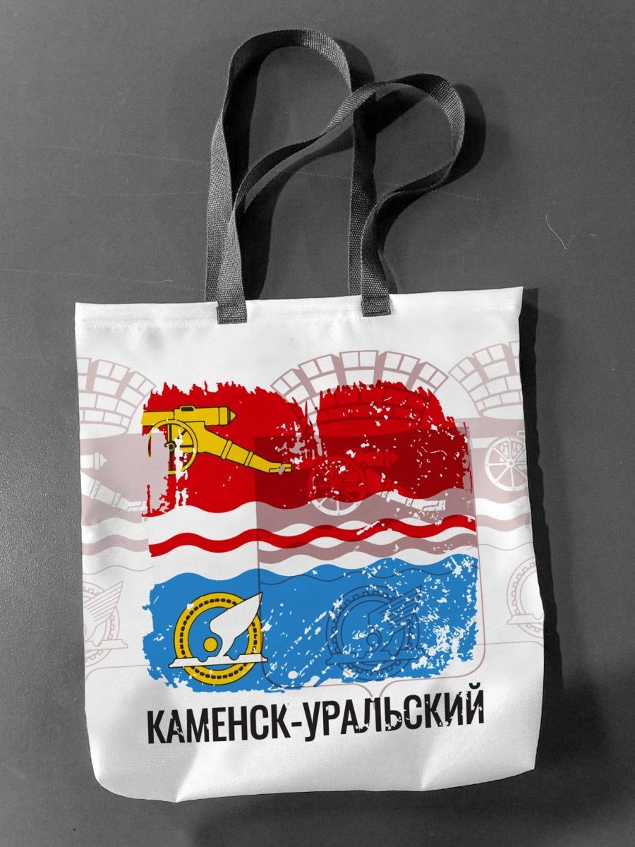 Сумка шоппер женская NoBrand Флаг Каменск-Уральского городского округа, белый