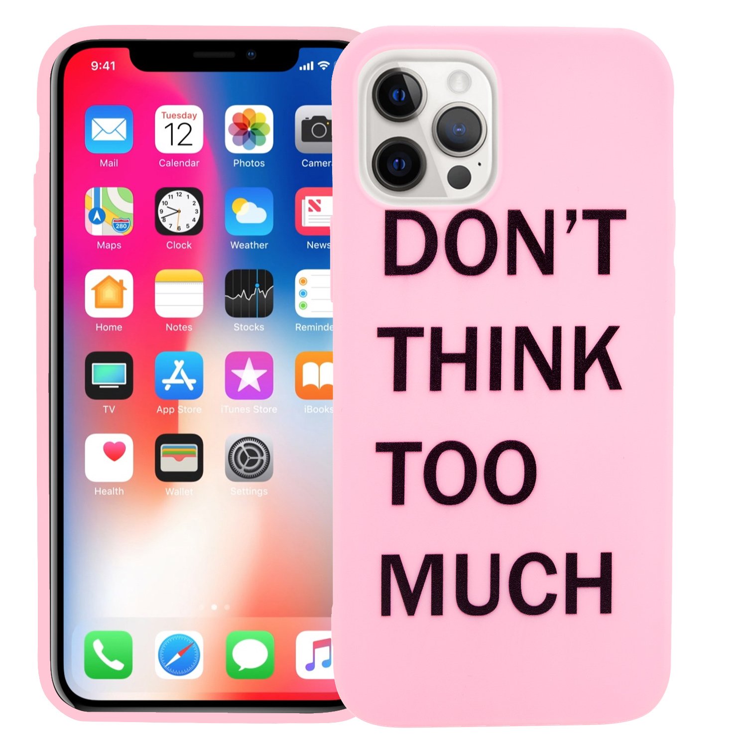 фото Чехол для iphone 12 pro max "don't think" розовый kawai