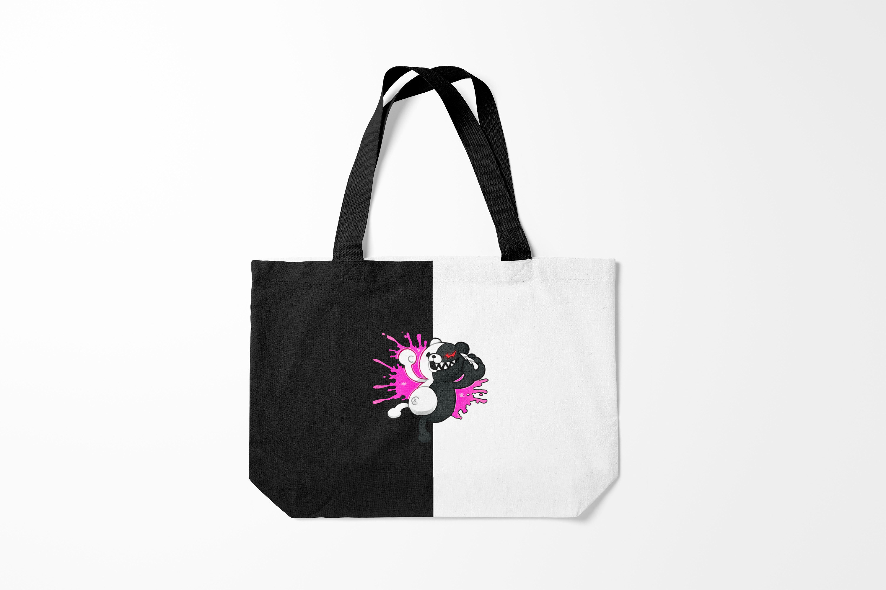 

Сумка шoппер унисекс Burnettie Danganronpa monokuma розовая жвачка, белый; черный, Danganronpa monokuma розовая жвачка