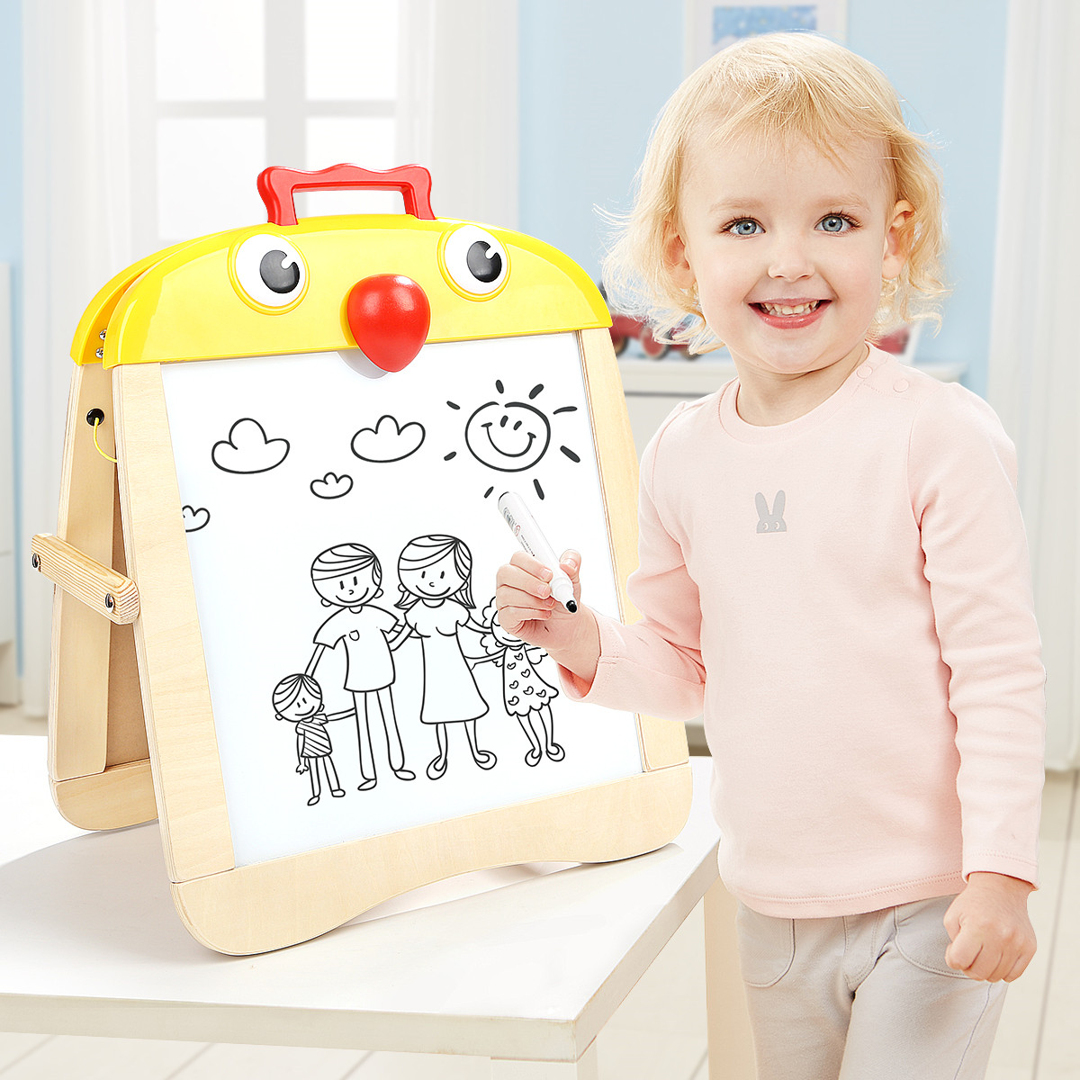Мольберт детский для рисования TOPBRIGHT магнитный двусторонний маркерно-меловой 120300 губка магнитная для маркерной доски