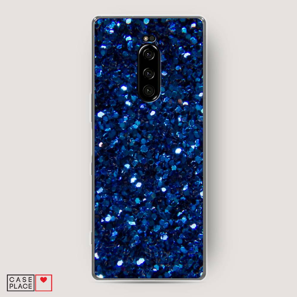 фото Силиконовый чехол "синие блестки рисунок" на sony xperia 1 awog