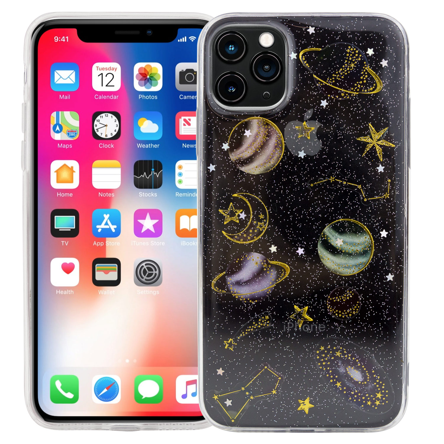 фото Чехол для iphone 11 pro max "космический" прозрачный kawai