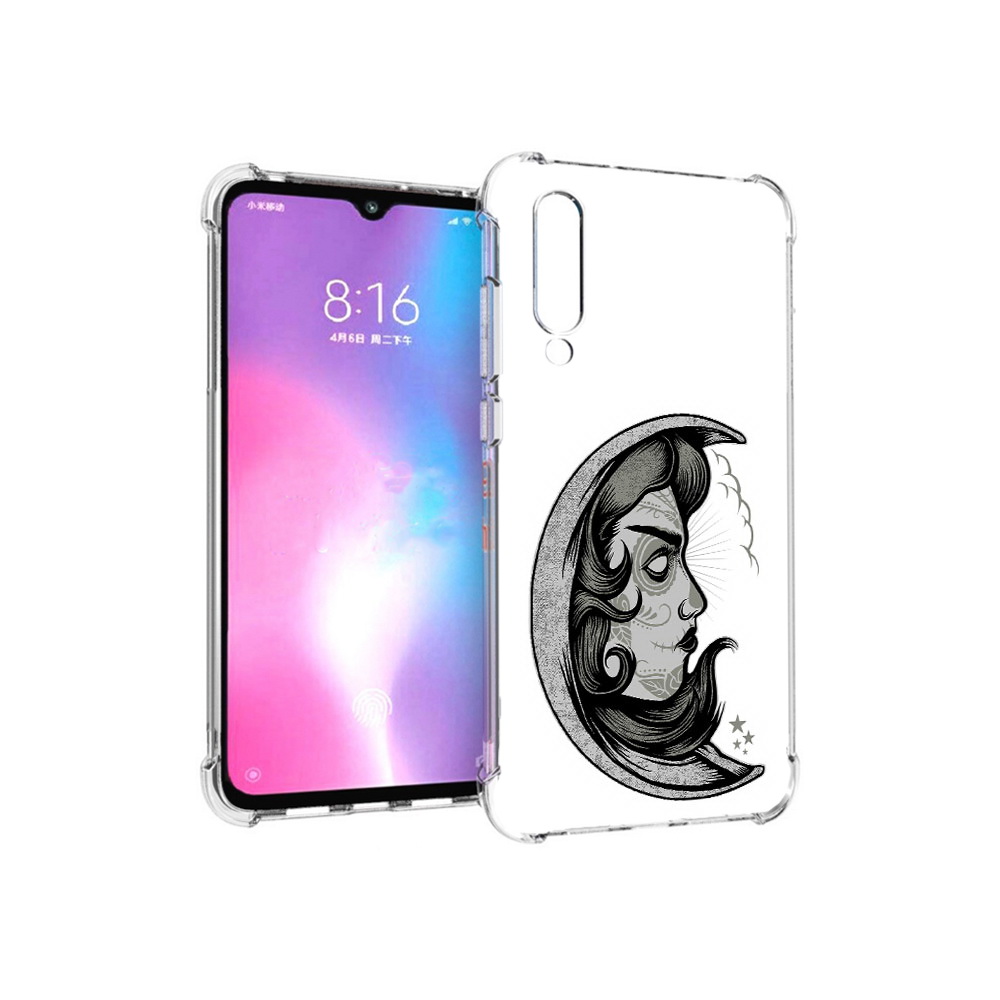 

Чехол MyPads Tocco для Xiaomi Mi CC9 черно белая луна с лицом (PT134127.292.680), Прозрачный, Tocco