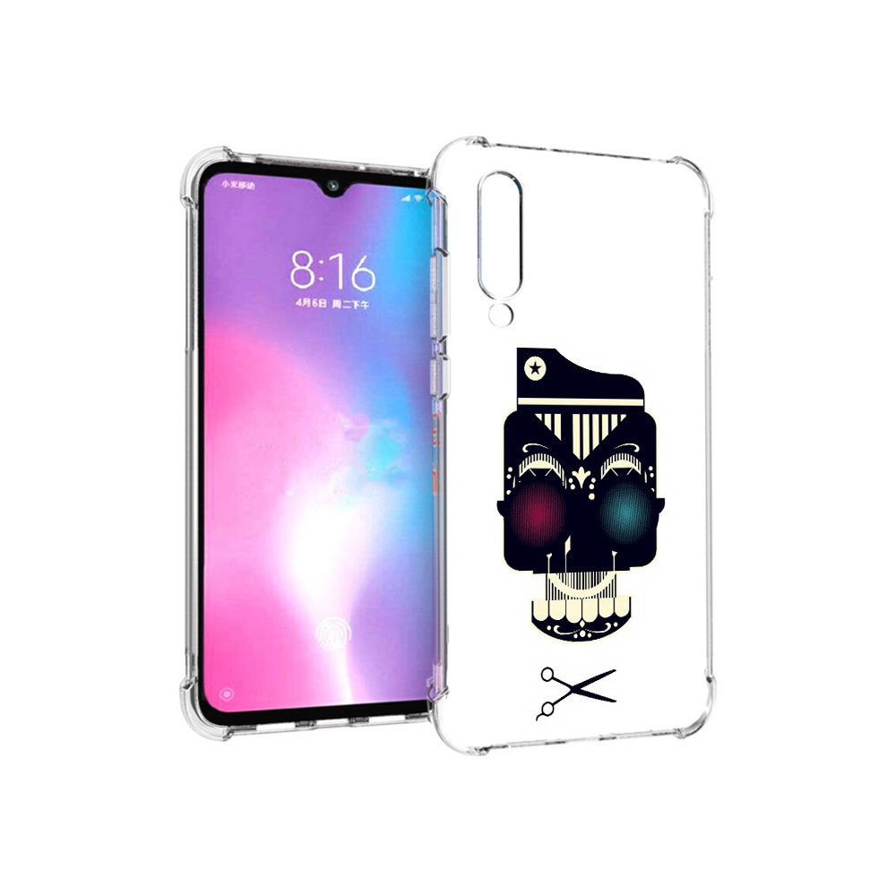 

Чехол MyPads Tocco для Xiaomi Mi CC9 черно белый скелет с яркими глазами, Прозрачный, Tocco