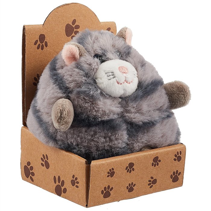 Котик-толстяк серый в крафт коробке пемза для педикюра с подвесом 12 5 × 6 см в коробке серый