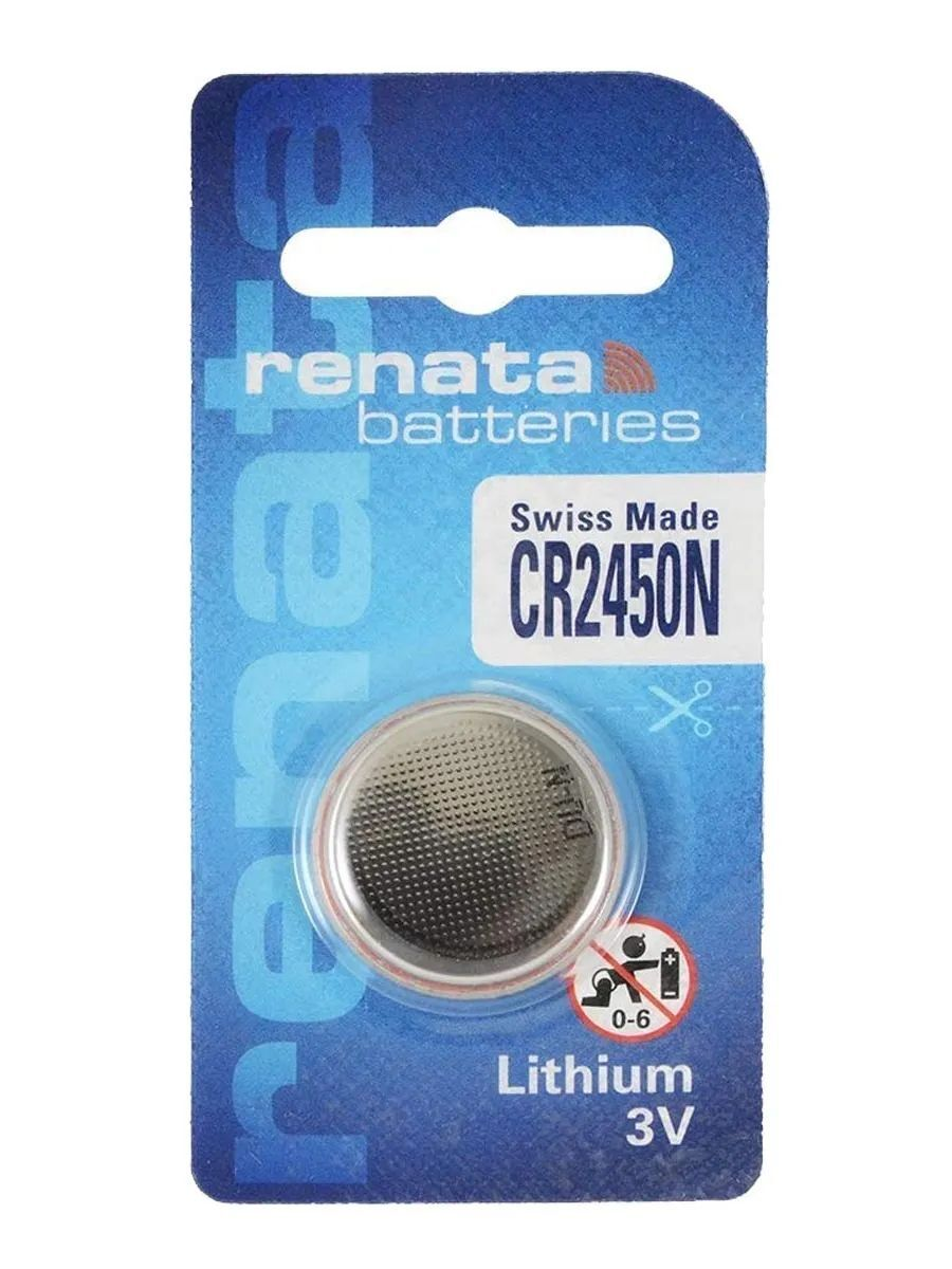 Батарейкa renata CR2450N, 3 В в блистере 1 штука батарейка литиевая renata cr2450n 3v