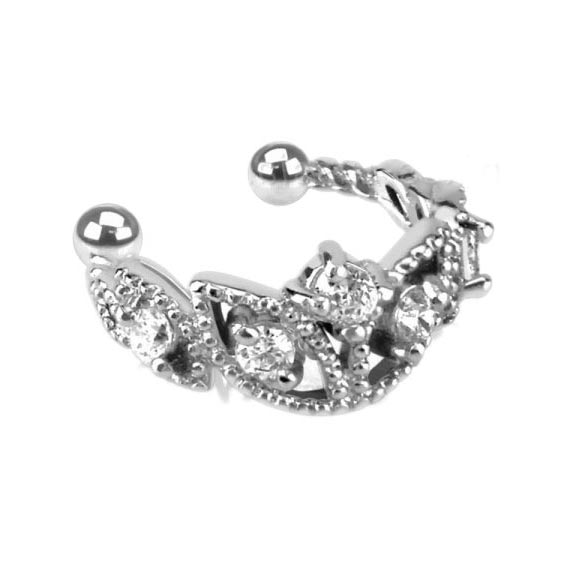 

Моносерьга каффы из стали Spikes EC14736-C, фианит, EC14736-C
