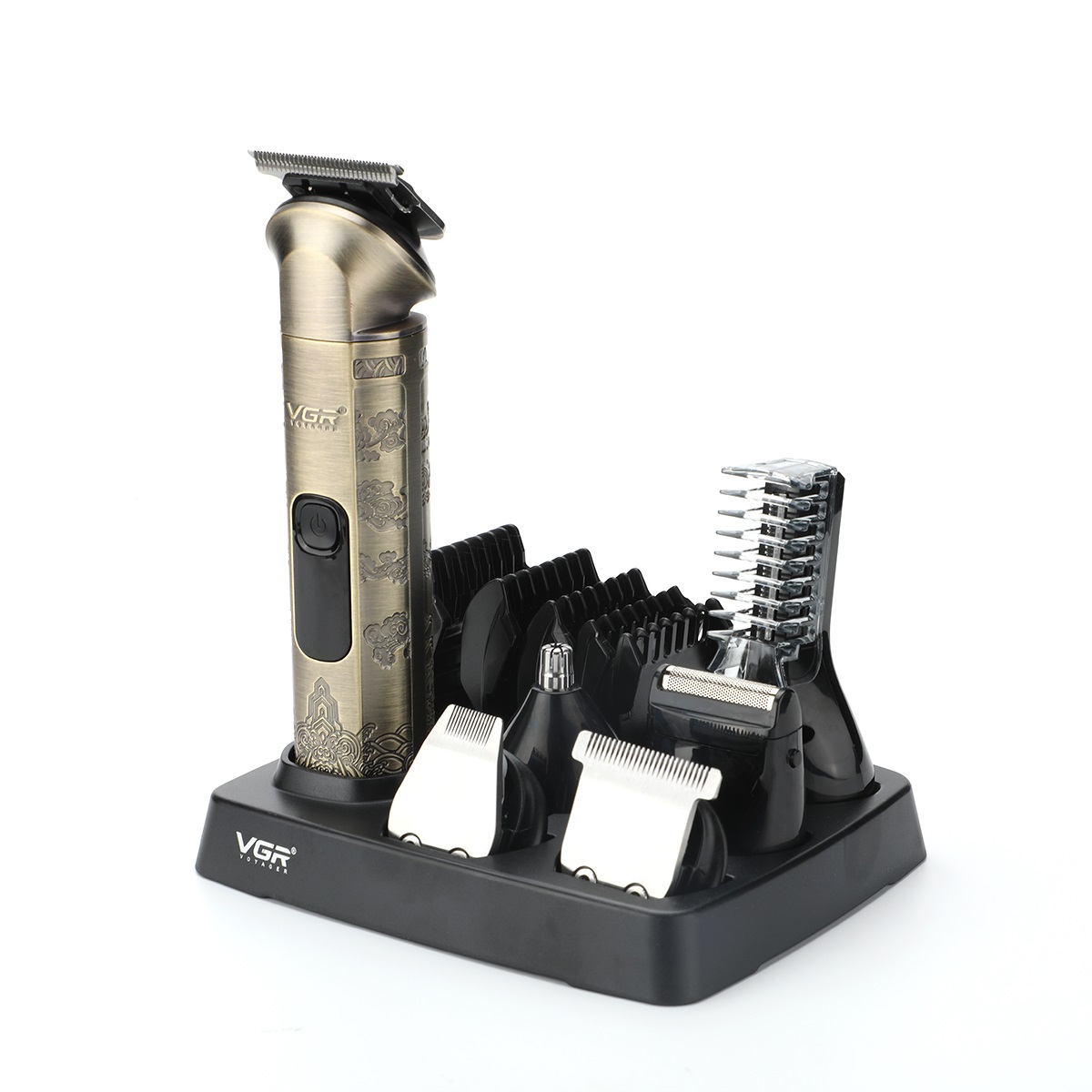 Машинка для стрижки волос VGR Professional V-109 золотистый профессиональный английский рожок с тростниковыми перчатками салфетка для чистки чехол для переноски мини отвертка