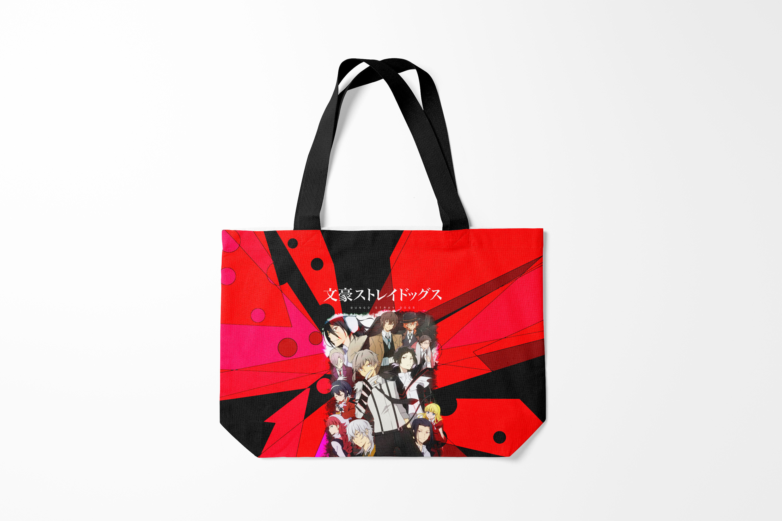 

Сумка шoппер унисекс Burnettie Bungou Stray Dogs text, красный, Bungou Stray Dogs text