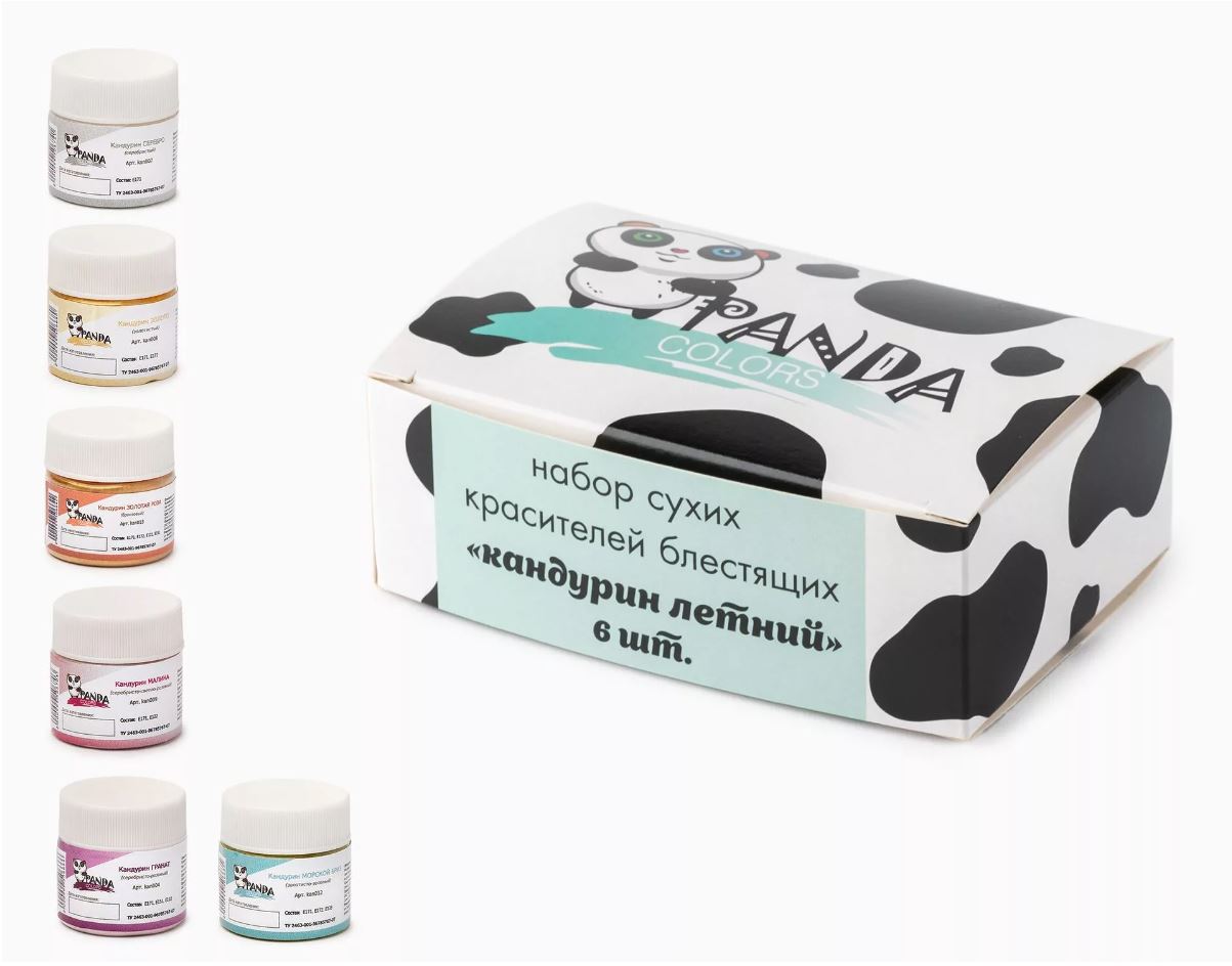 

Набор сухих блестящих красителей (шиммер) Panda Colors "Летний", 6 шт. по 7 гр