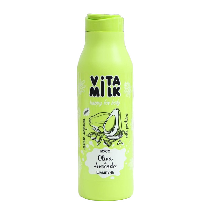 фото Шампунь для волос, vitamilk, мусс, олива и авокадо, 400 мл vita&milk