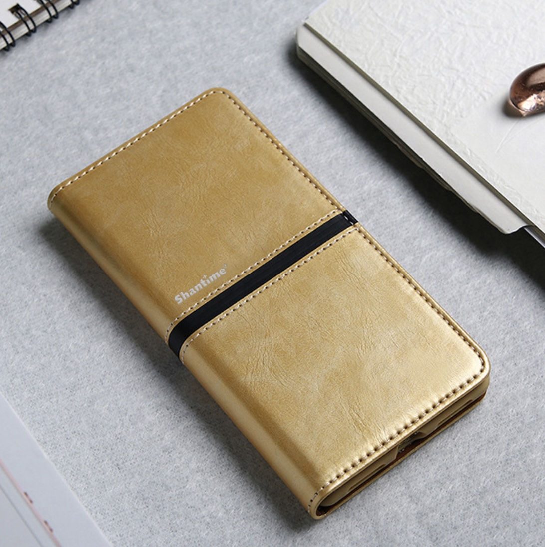 

Чехол-книжка MyPads Una Fitto из эко-кожи на металлической основе для Nokia 5, Бежевый