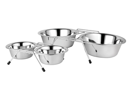 

Подставка низкая с мет, мисками 0,5 л никель, Серебристый