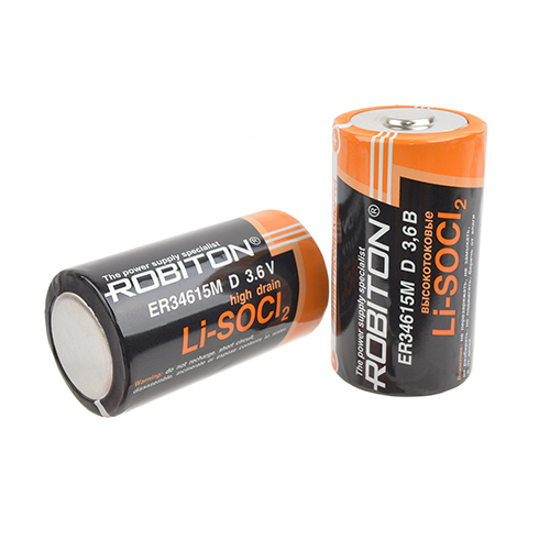 Батарейка ROBITON ER34615M D (R20/D) Lithium/3.6В 13500 мАч с лепестковыми выводами/2 шт.
