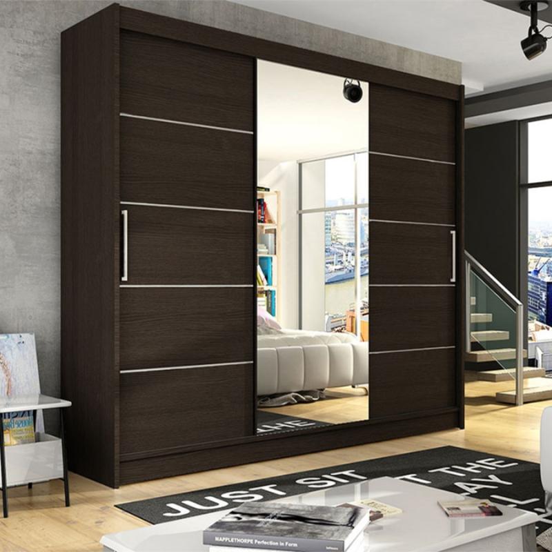 

Шкаф-купе Амадеус-33 для одежды с зеркалом трёхдверный 160x250x40 Мегамебель, Коричневый, Амадеус-33