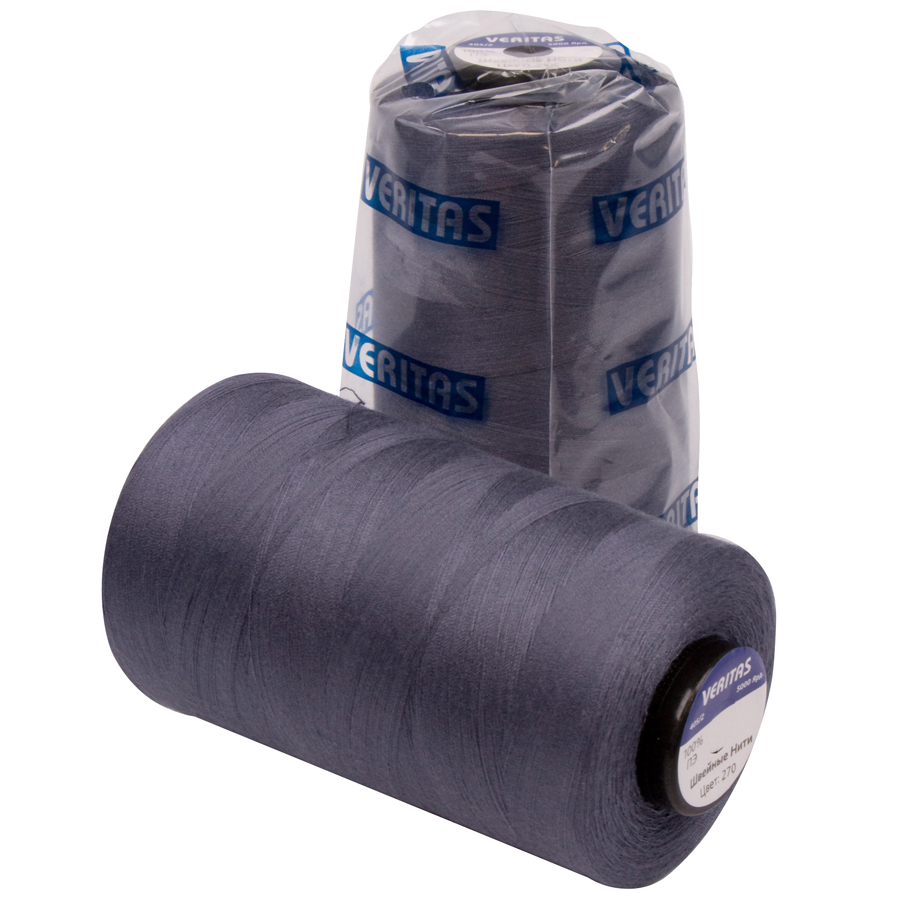 

Нить швейная 100% PE 40_2 цв S-270-2, Серый, S-2