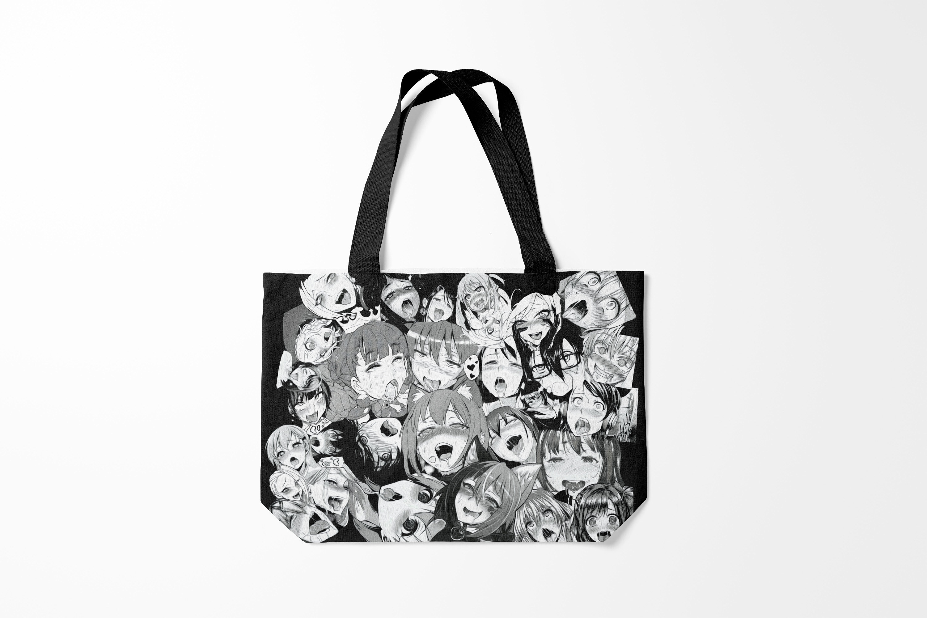 

Сумка шoппер унисекс Burnettie Ahegao monochrome, черный, Ahegao monochrome