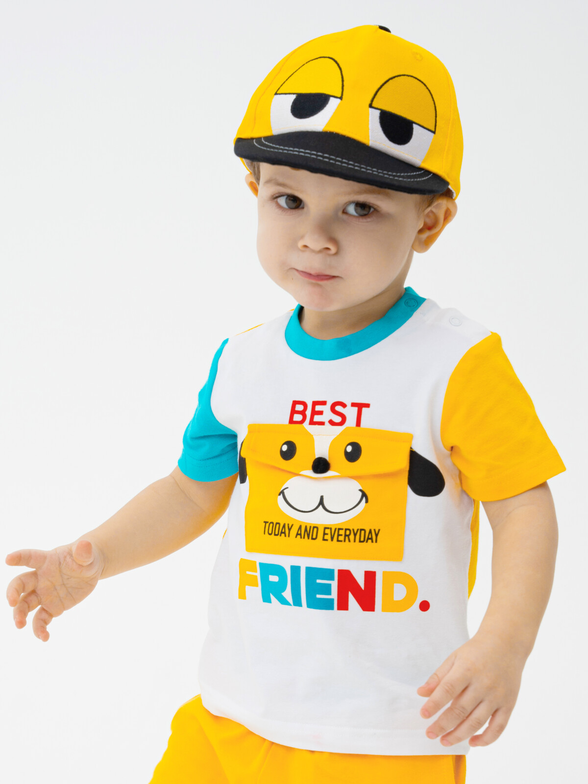 Бейсболка детская PlayToday Baby 12313087, жёлтый, черный, 46 комплект одежды для новорожденных kari baby ss21b07900502 розовый жёлтый р 80