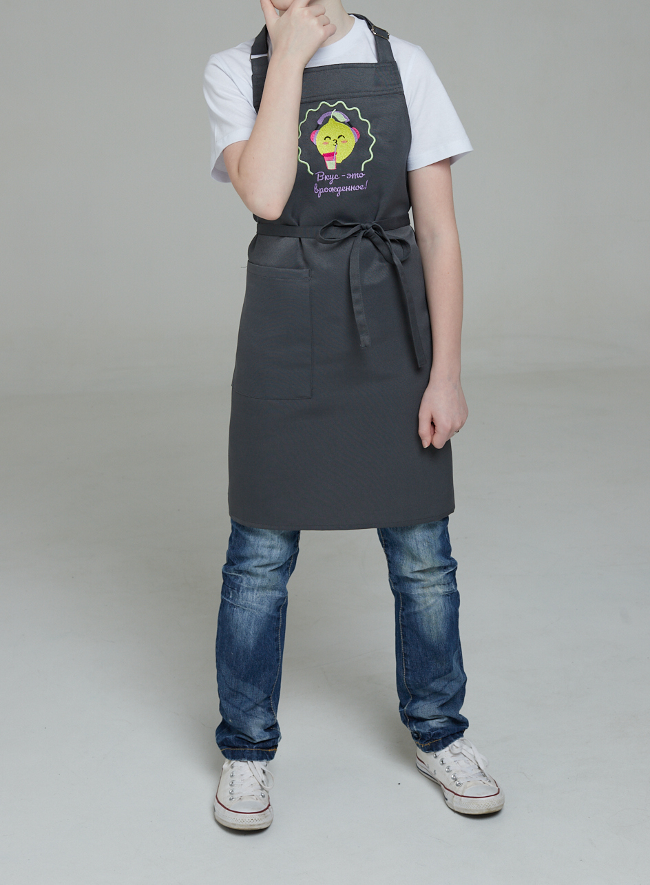 Фартук подростковый IRINA EGOROVA с вышивкой Лимон/Вкус цвет антрацит