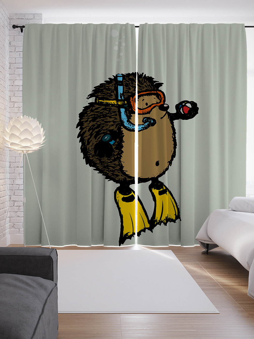 

Шторы JoyArty с фотопечатью "Колючий ныряльщик" из сатена, 290х265 см, Колючий ныряльщик