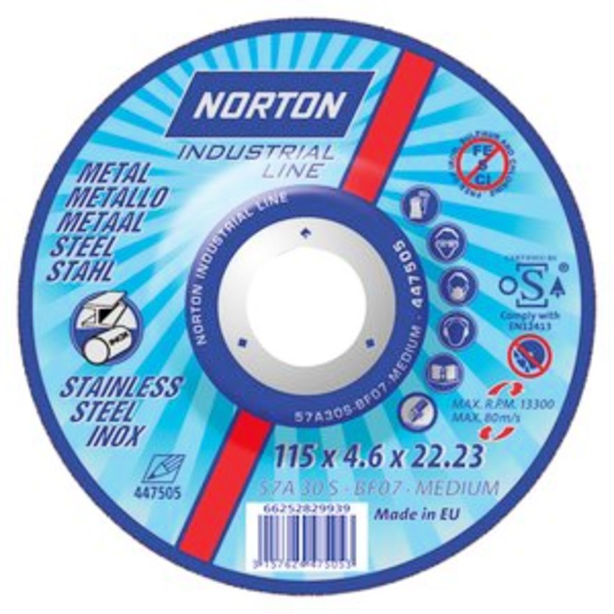 Круг отрезной NORTON 66252925443 Vulcan 125 x 2,5 x 22,23 A 30 S-BF41 мет/нерж круг отрезной 180х2 0x22 2 мм для металла vulcan norton 66252925440